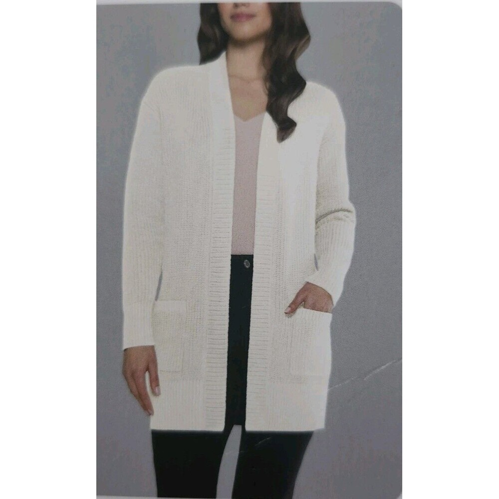 Max & Mia's Women's Open Front Cardigan, Ivory, Size: Medium, NWT B2